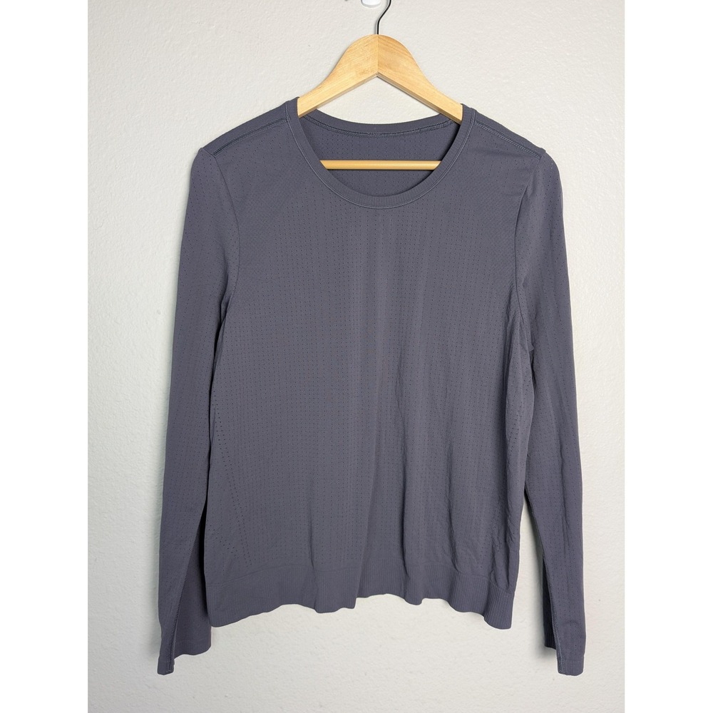 Athleta Shirt Women M L Gray Long Sleeve Seamless‎ Athletic Running Training
